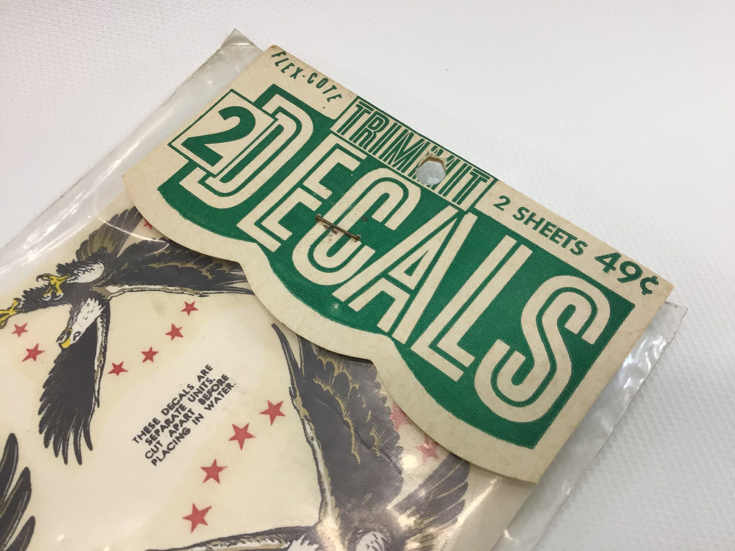 Impco Trimmit American Bald Eagle Decals 2 Flex Cote Sheets Vintage Dime Store Kitsch Toy