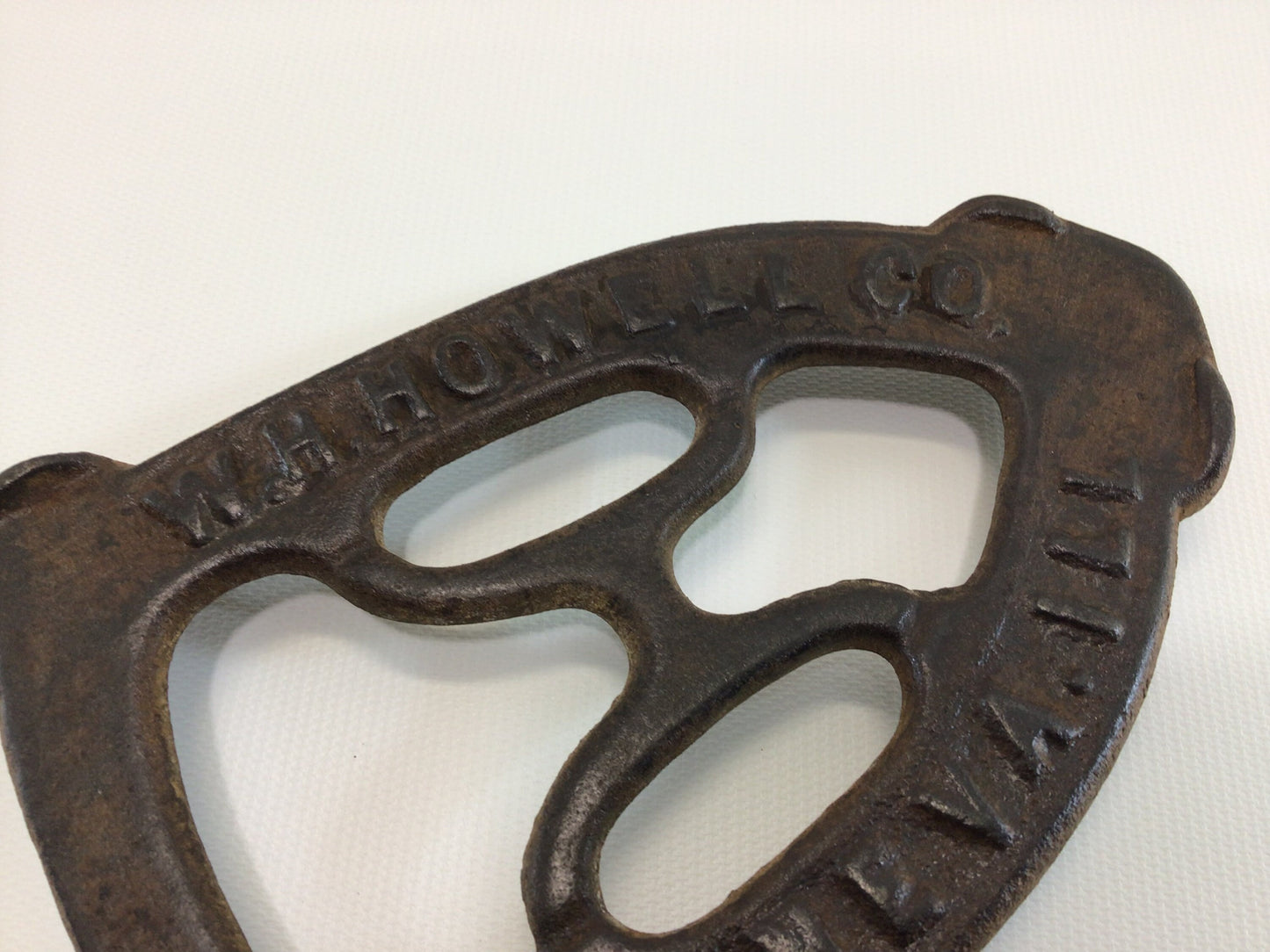 Sad Iron Trivet W H Howell Owl Geneva Illinois Vintage Collectible Cast Metal Home Decor