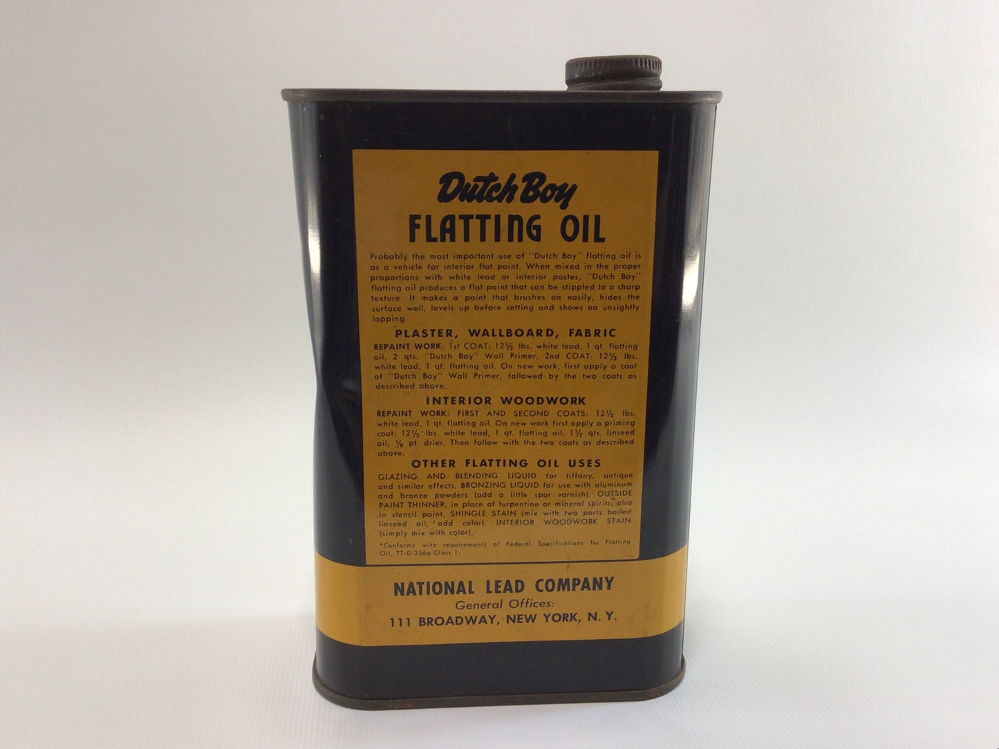Dutch Boy Flatting Oil Tin Litho One Quart Can Vintage Shop Garage Advertising Mantique Collectible