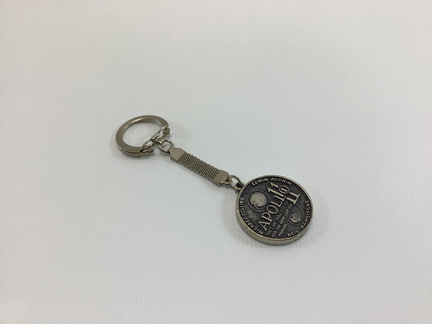 1969 Apollo 11 NASA Keychain Vintage Collectible High Relief Pewter First Lunar Landing Armstrong Collins Aldrin