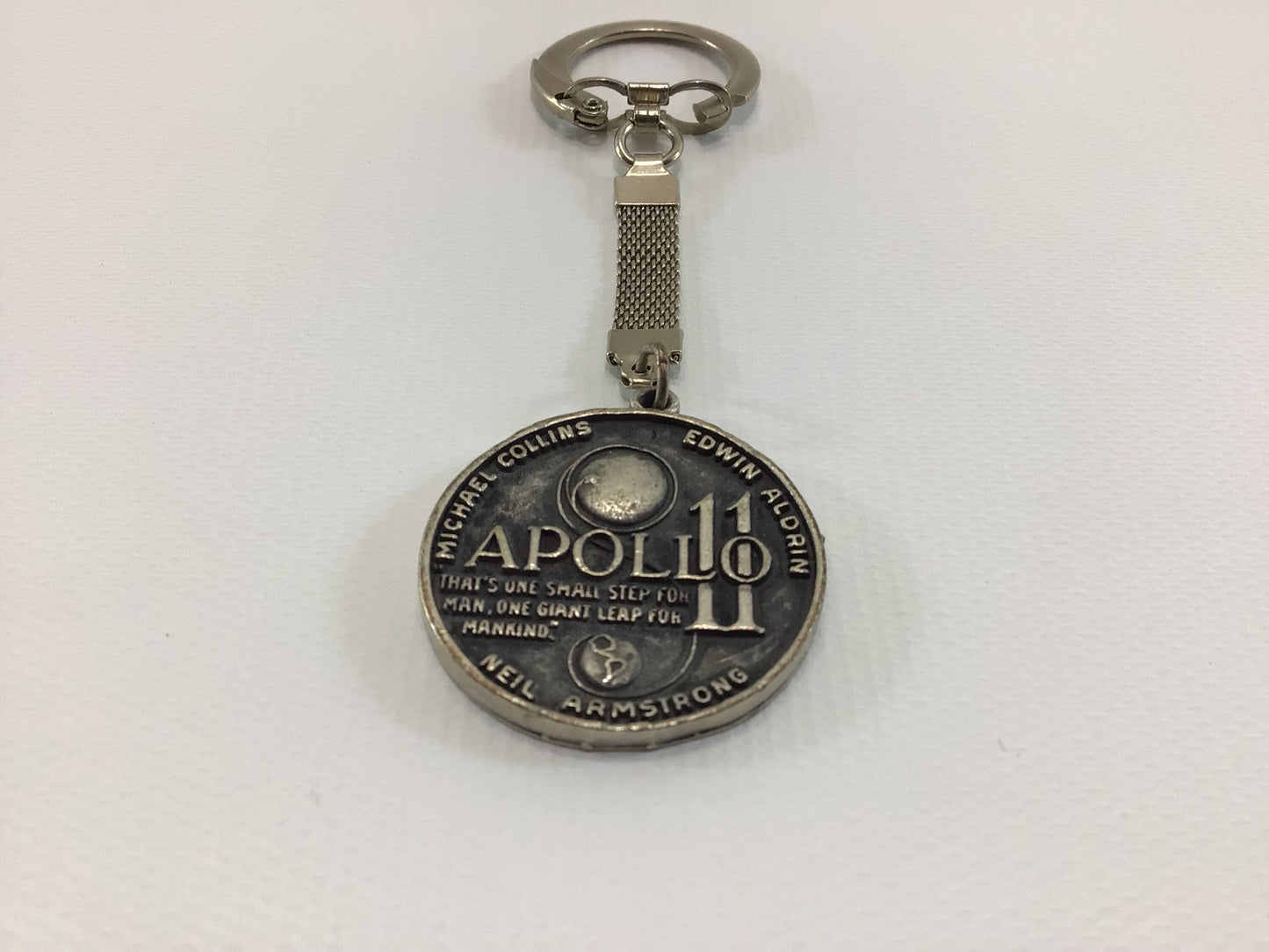1969 Apollo 11 NASA Keychain Vintage Collectible High Relief Pewter First Lunar Landing Armstrong Collins Aldrin