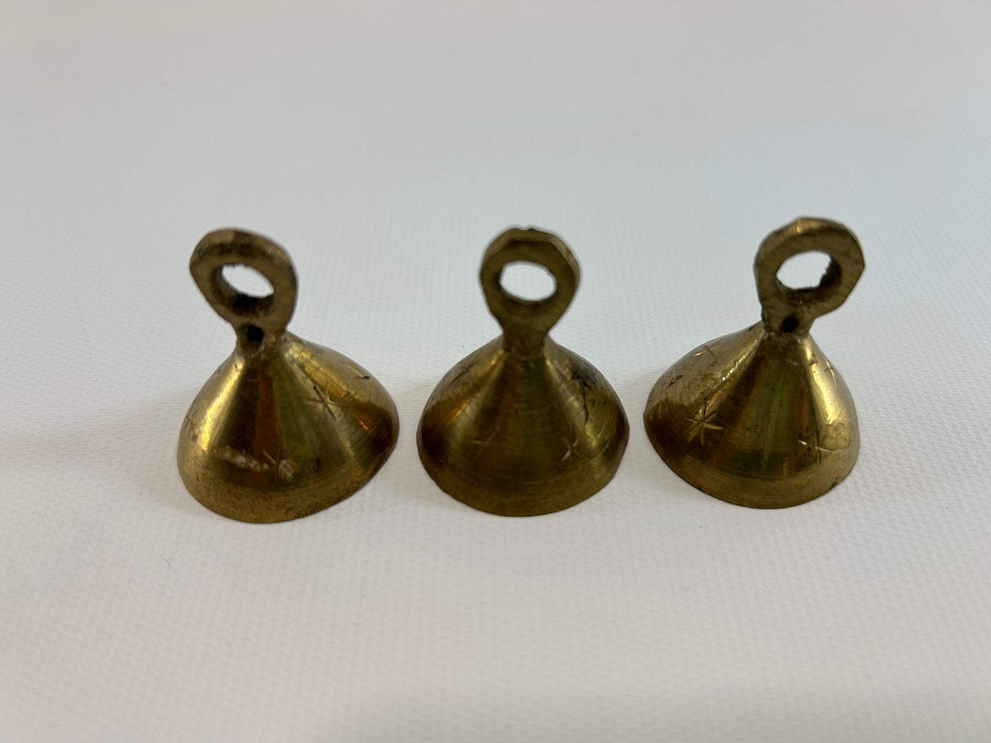 3 Small Brass Bells Set Witch Bells with Star Design Protection Magic DIY Make Your Own or Gifts for Friends and Family