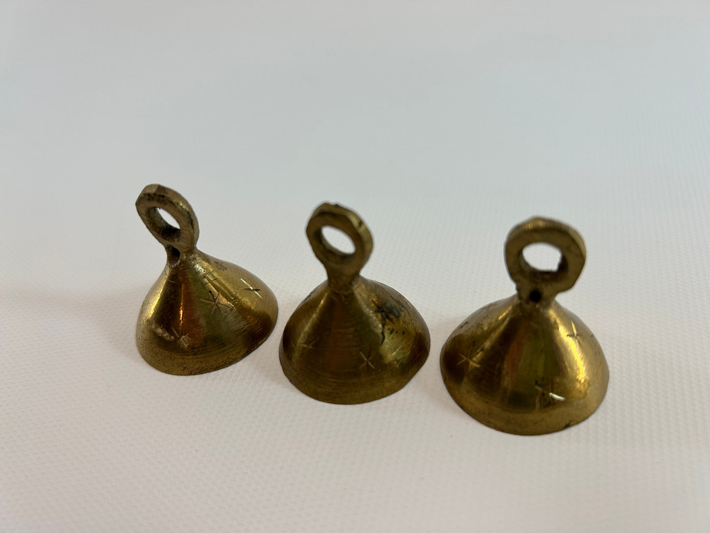3 Small Brass Bells Set Witch Bells with Star Design Protection Magic DIY Make Your Own or Gifts for Friends and Family