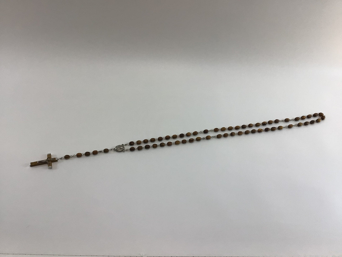 Vintage Wooden Bead Rosary Catholic Religious Prayer Jewelry Marked Terra Jerusalem