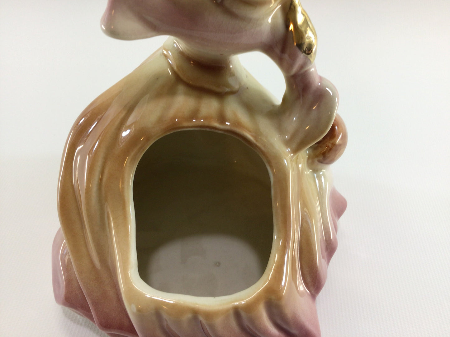 Southern Belle Ceramic Figurine Planter Gold Gilt Highlights 1950s Mid Century Home Decor