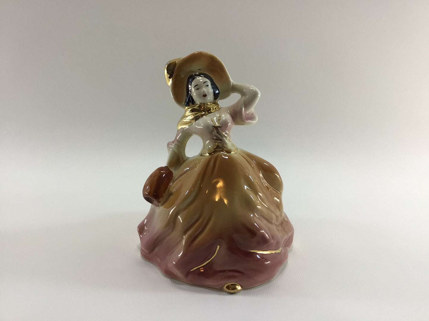 Southern Belle Ceramic Figurine Planter Gold Gilt Highlights 1950s Mid Century Home Decor