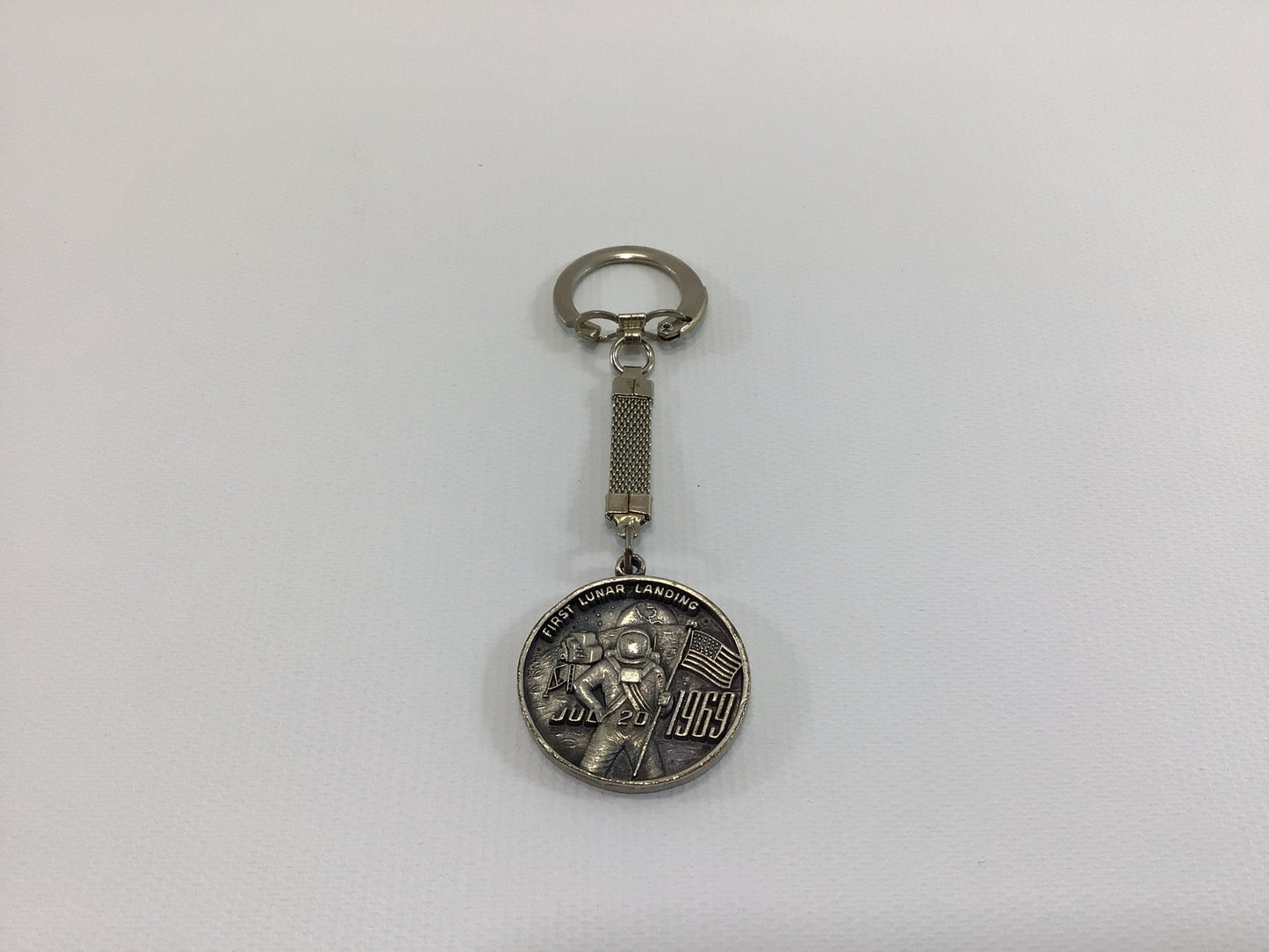 1969 Apollo 11 NASA Keychain Vintage Collectible High Relief Pewter First Lunar Landing Armstrong Collins Aldrin