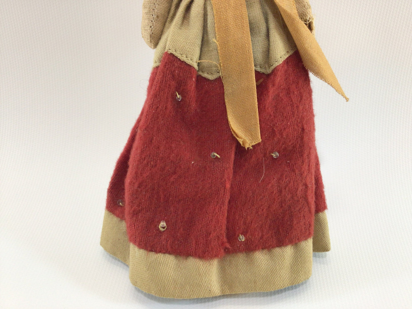 Mexican Senorita Doll Vintage Excelsior Toy Souvenir in Faded Red Green Dress