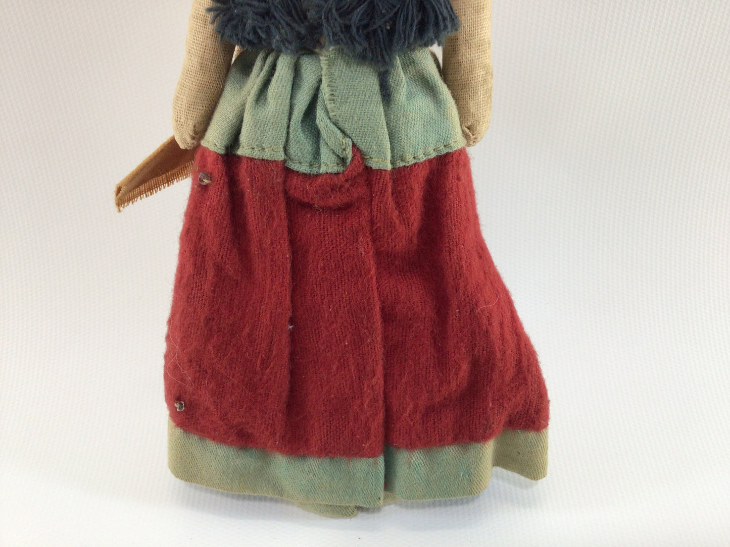 Mexican Senorita Doll Vintage Excelsior Toy Souvenir in Faded Red Green Dress