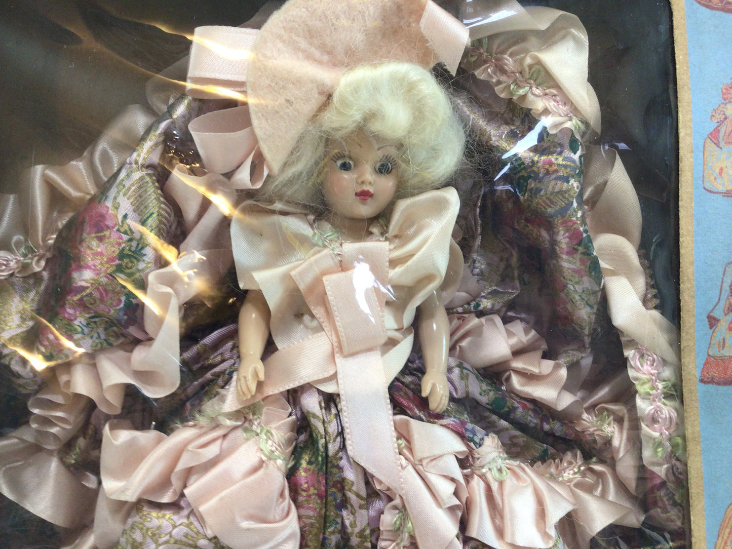 Continental Doll Parasol Girl in Original Box Number 715 7 1/2 inch