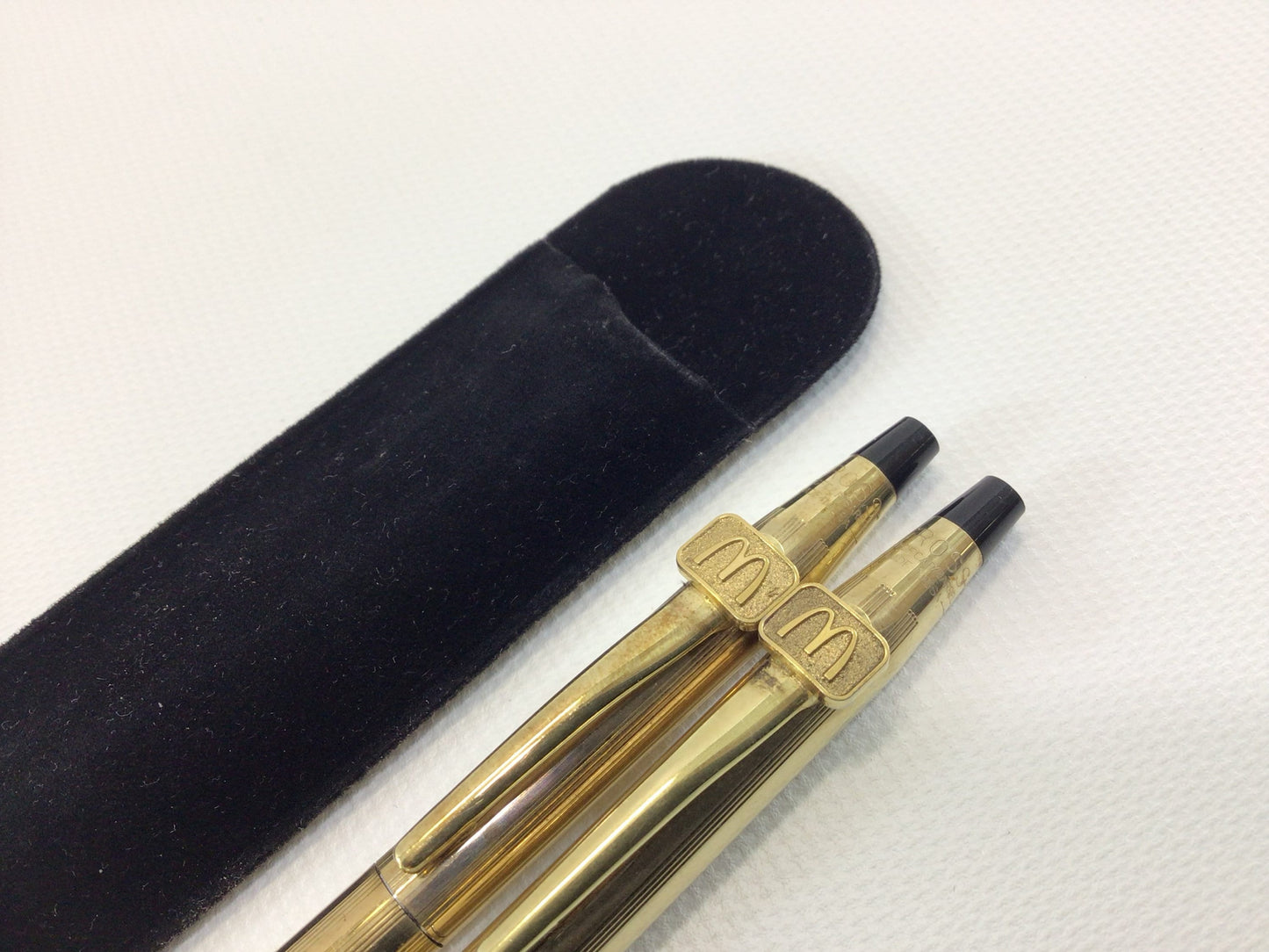 Cross 10K Gold Filled Ladies Ball Pen and Mechanical Pencil Set Vintage McDonald's Advertising Employee Award