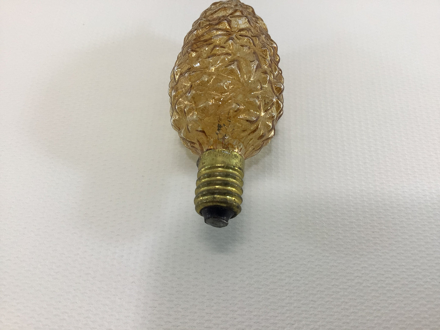 Vintage C6 Lamp Christmas Tree Light Ornament Textured Yellow Glass - Tested Working