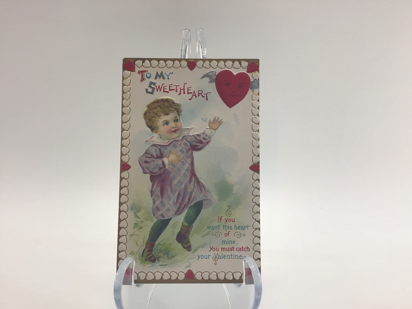 Antique Valentines Day Postcard Embossed Series 232 E To My Sweetheart Made in Germany