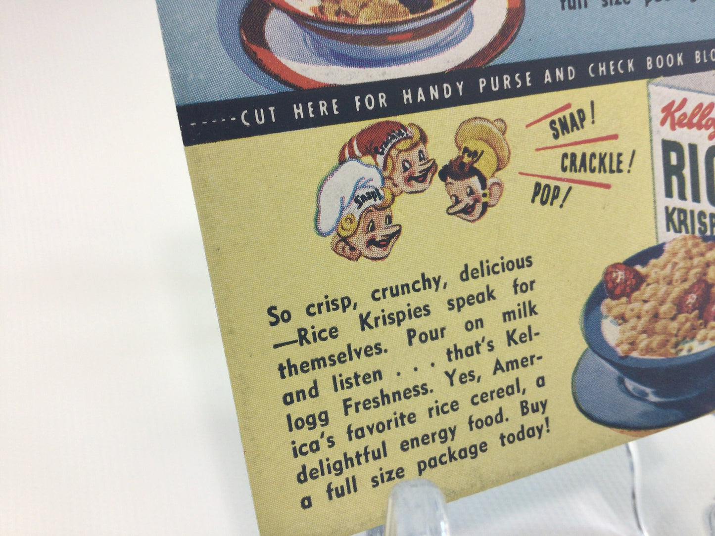 Kellogg's Breakfast Cereal Ink Blotter Vintage Advertising Ephemera Snap Crackle Pop and Daisy
