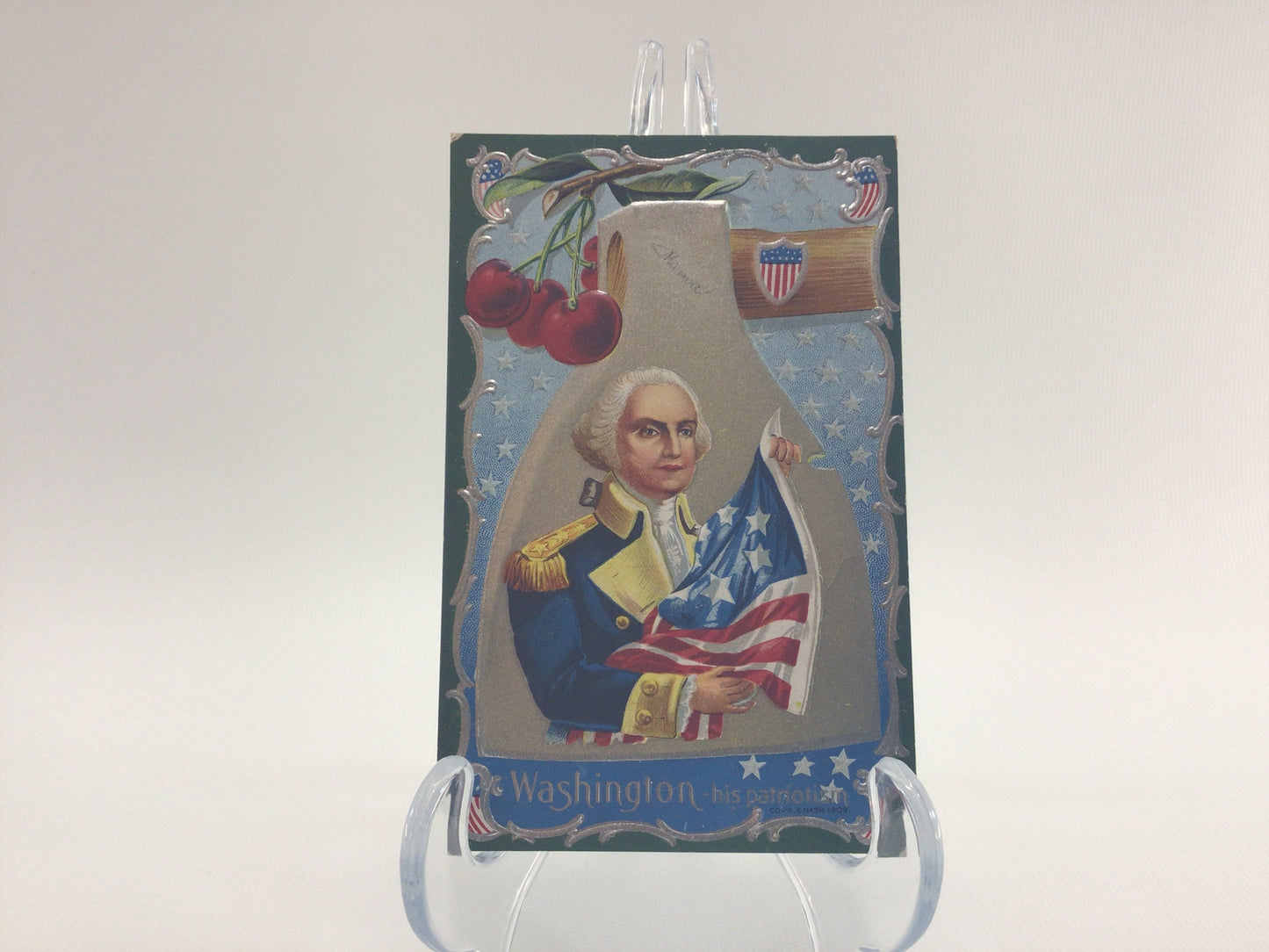 Antique Postcard Embossed Silver Gilt E Nash George Washington Birthday Series No 2 Patriotism
