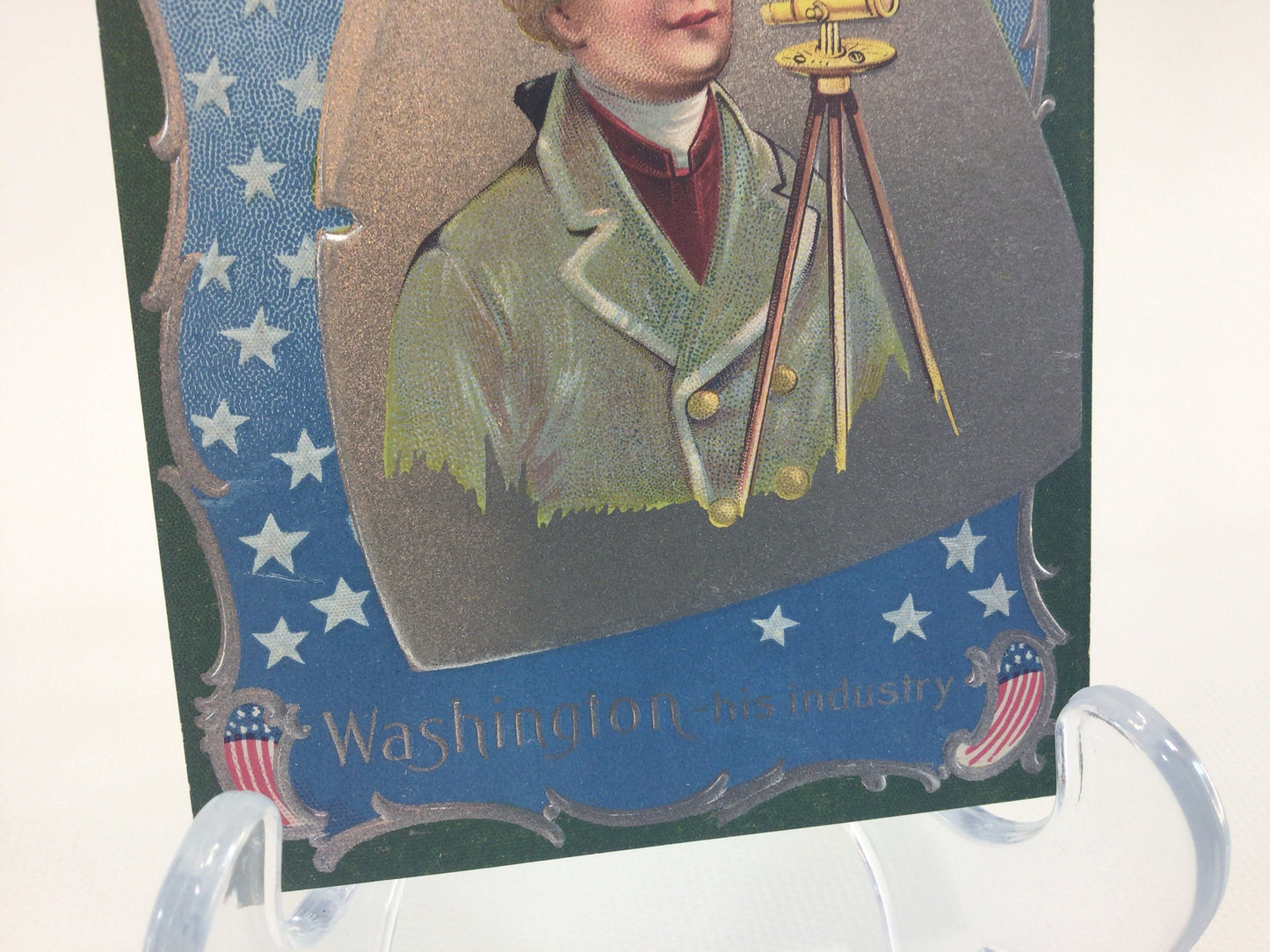 Antique Postcard Embossed Silver Gilt George Washington Birthday Series No 2 Industry