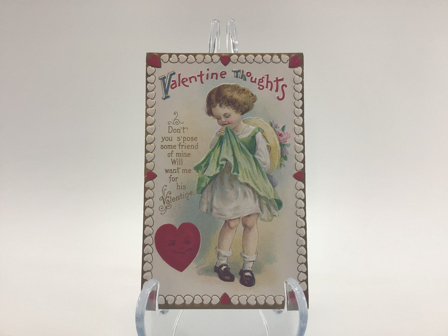 Antique Valentines Day Postcard Embossed Series 232 A Valentine Thoughts Made in Germany