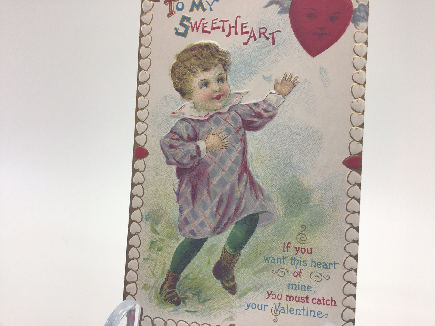 Antique Valentines Day Postcard Embossed Series 232 E To My Sweetheart Made in Germany