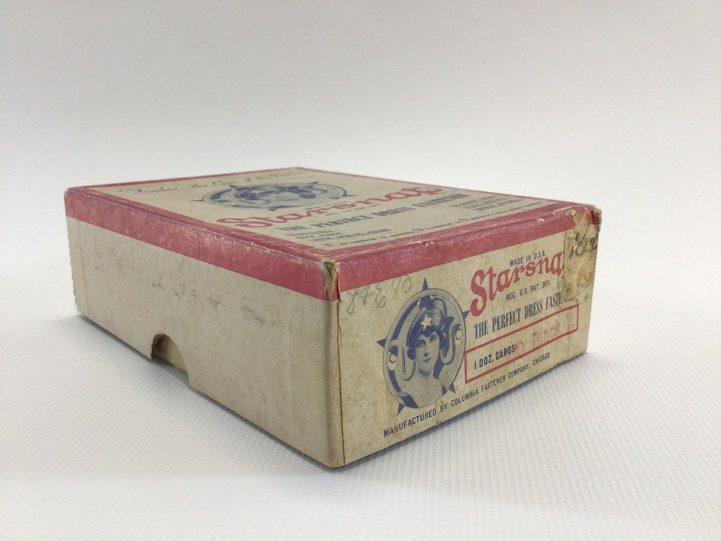 Starsnap Dress Fasteners Empty Box Black Size 2/0 Vintage Sewing Notions Ephemera Art Deco Era Home Decor