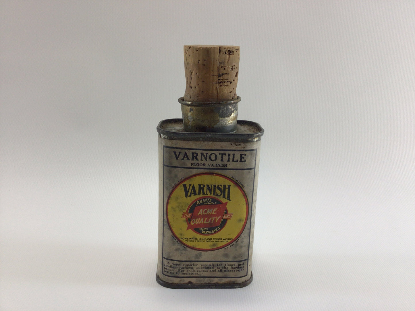 Paper Label Cork Tin Can Varnotile Floor Varnish Antique Advertising Ephemera Home Decor