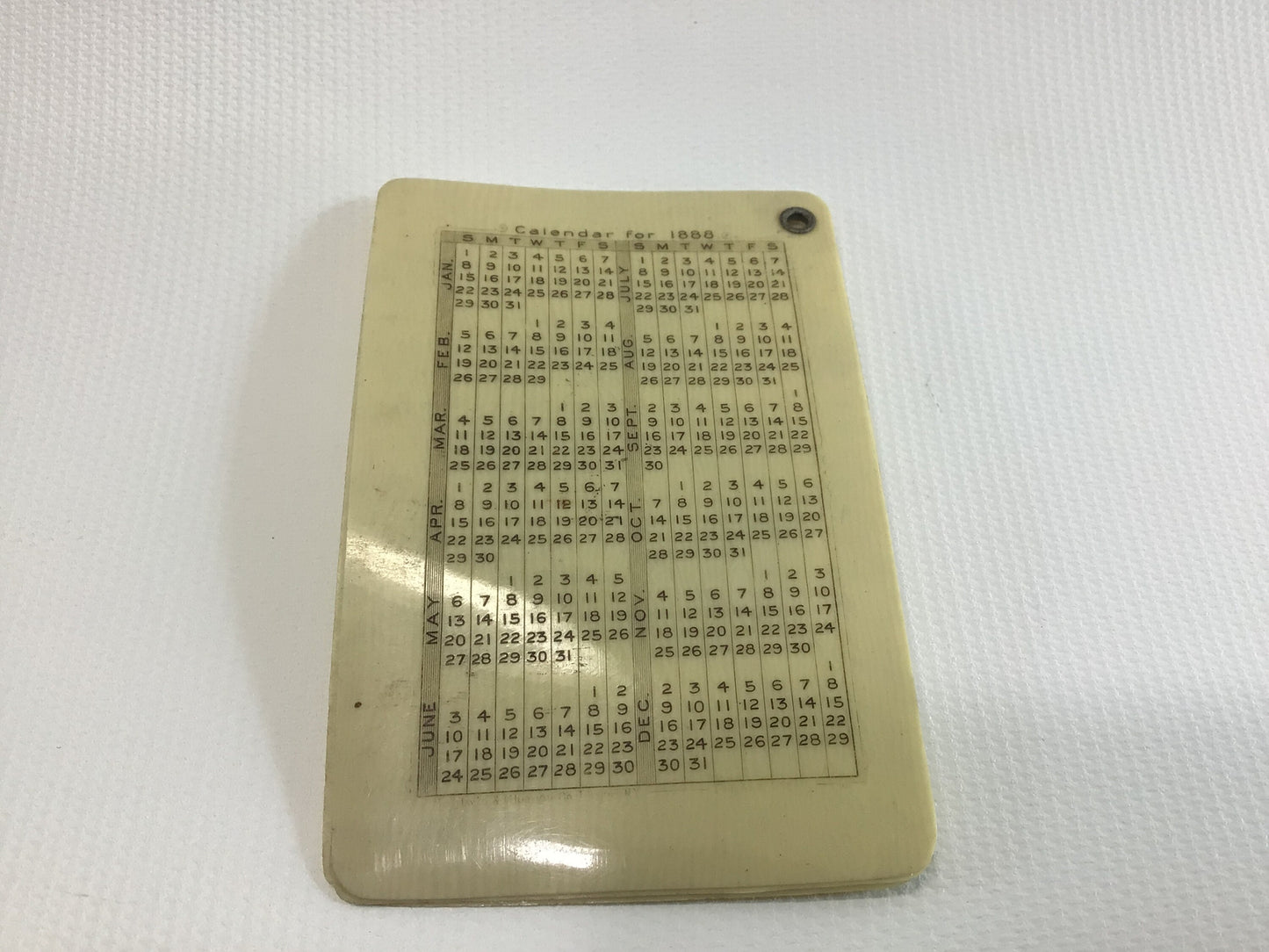 Antique Celluloid 1888 Pocket Calendar Notepad Advertising Ephemera Nonotuck Silk Co