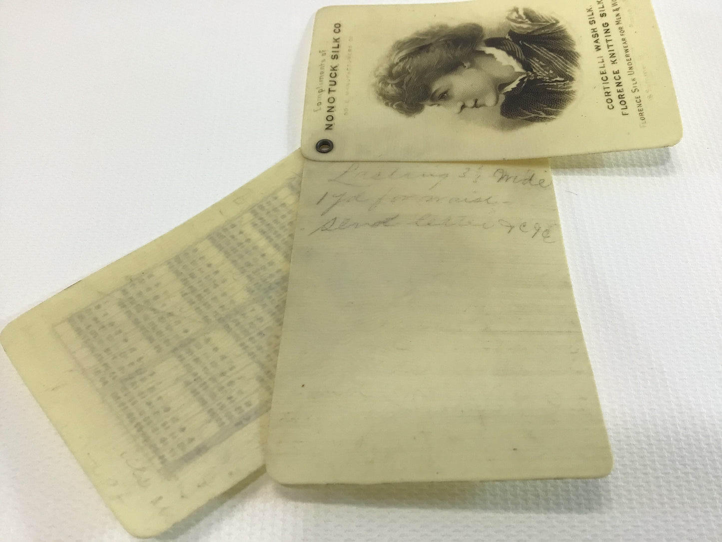 Antique Celluloid 1888 Pocket Calendar Notepad Advertising Ephemera Nonotuck Silk Co