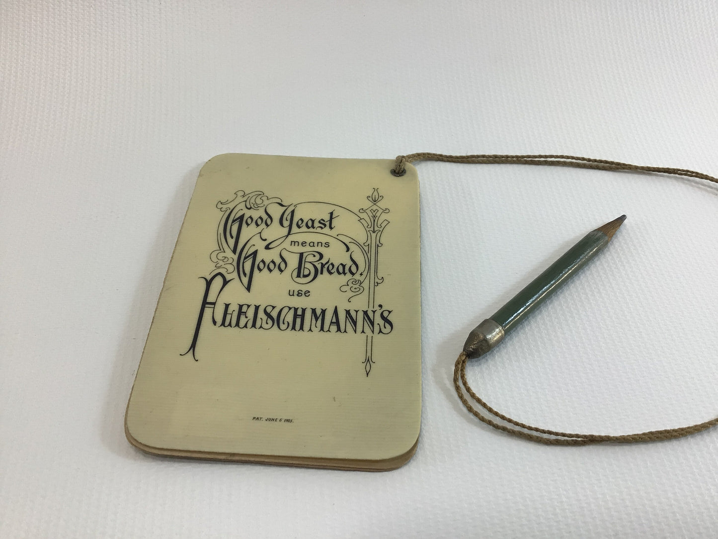 Antique Celluloid Pocket Notepad with Pencil Advertising Ephemera Fleischmann"s Yeast