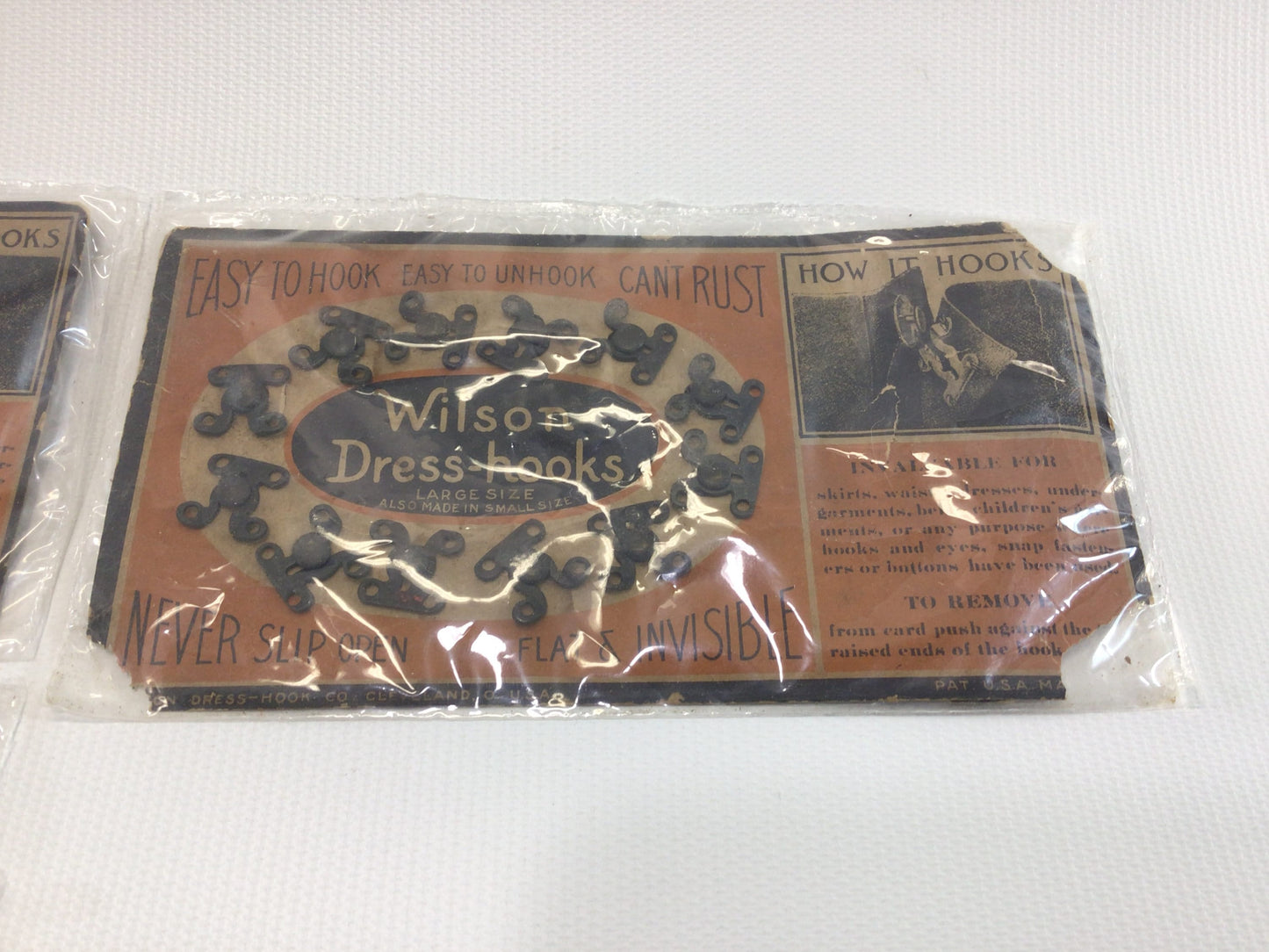 Wilson Dress Hooks Black Sewing Notion Fasteners Small and Large Carded Vintage Advertising Ephemera