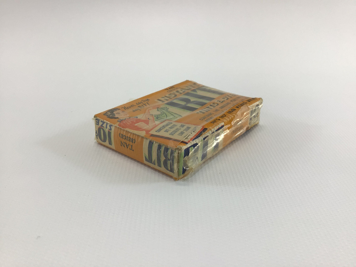Instant RIT 10 Cent Box Vintage Laundry Tint Product General Store Advertising Ephemera Tan Beige