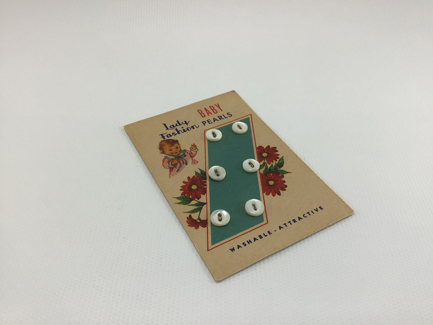 Vintage Buttons on Card Sewing Notions Lady Fashion Baby Pearls Mother of Pearl