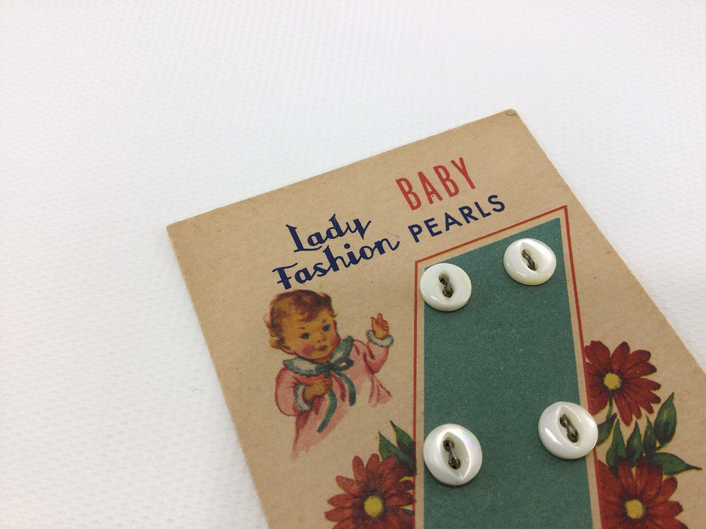 Vintage Buttons on Card Sewing Notions Lady Fashion Baby Pearls Mother of Pearl