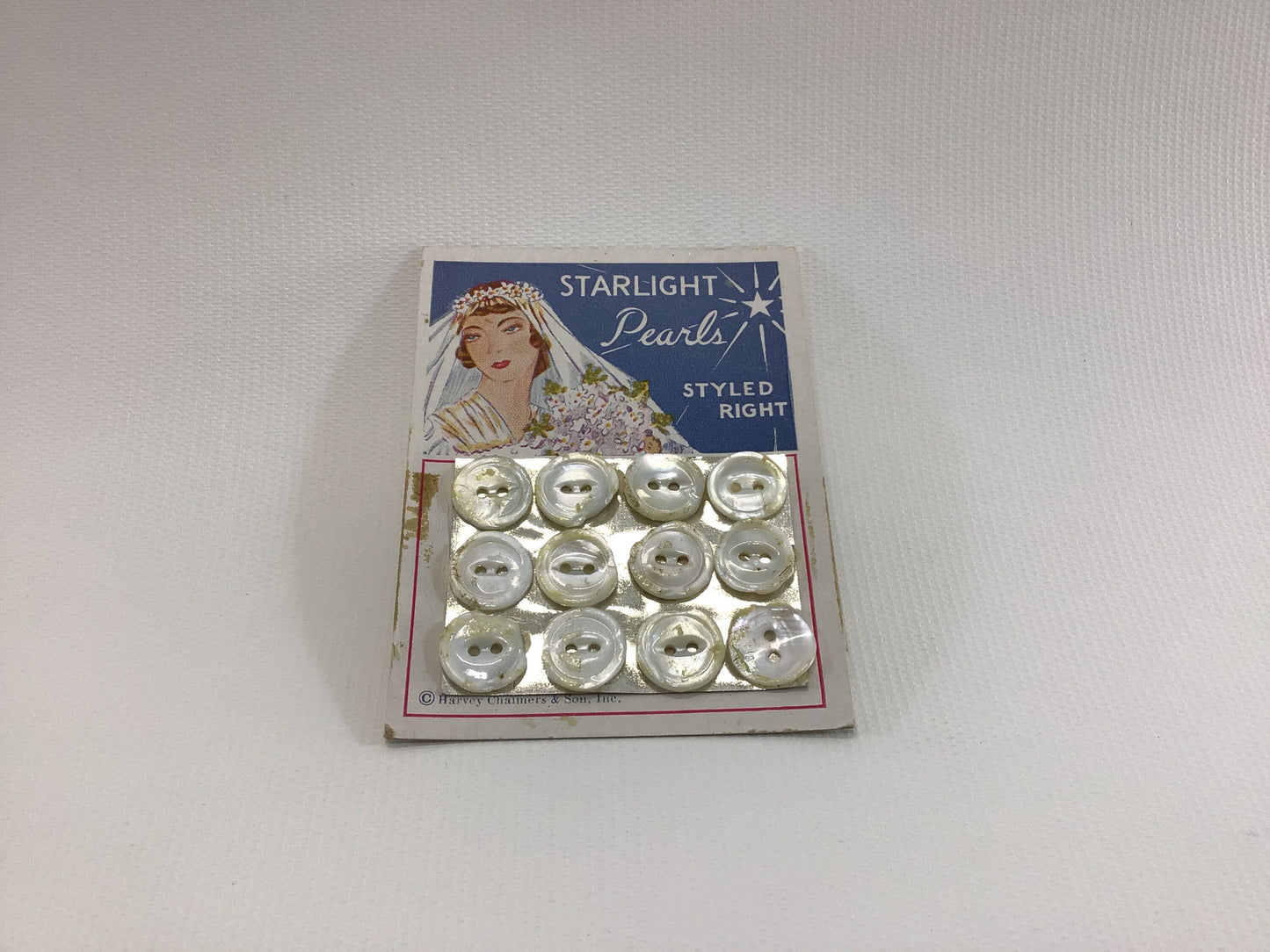 Vintage Buttons on Card Sewing Notions Starlight Pearls Styled Right Mother of Pearl