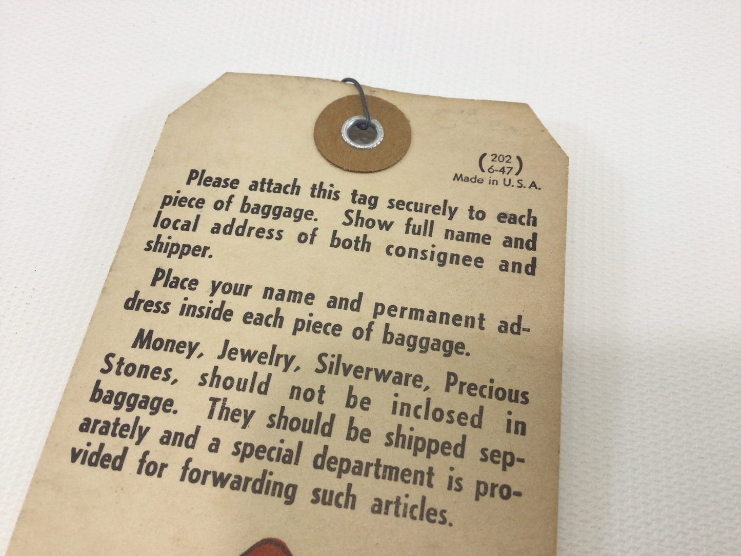 Express Railway Agency Baggage Ticket with Wire Vintage Collectible Railroad Ephemera