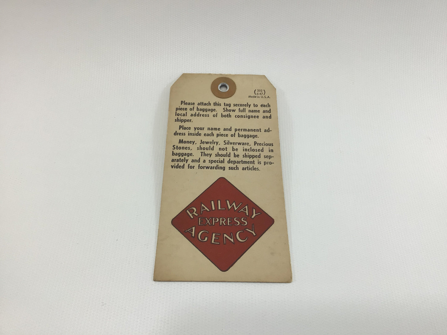 Express Railway Agency Baggage Ticket Vintage Collectible Railroad Ephemera