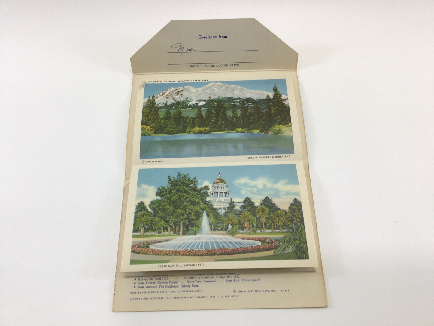 California The Golden State Fold-Out Souvenir Postcard Vintage Collectible Paper Ephemera