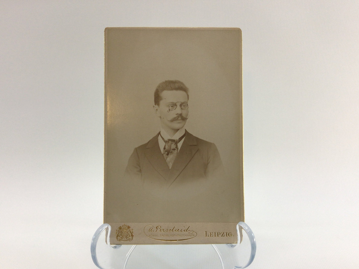 Antique Victorian CDV Cabinet Card Portrait Photograph Young Man Leipzig Germany from Gerhardt Family Photo Album Collection 4.25 x 6.5