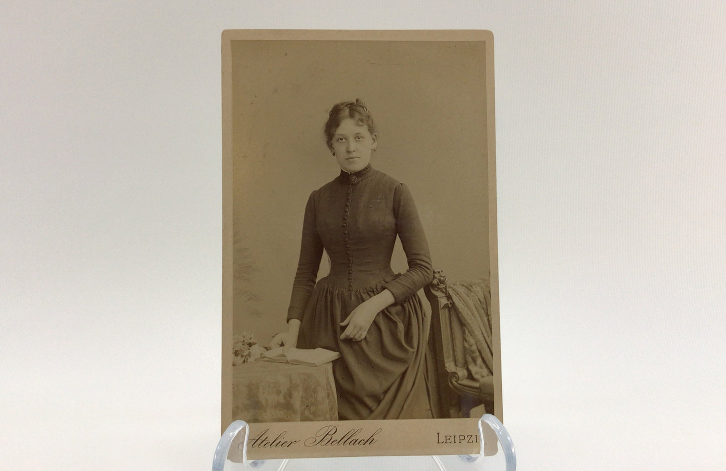 Antique Victorian CDV Cabinet Card Portrait Photograph Young Woman Leipzig Germany from Gerhardt Family Photo Album Collection 4.25 x 6.5