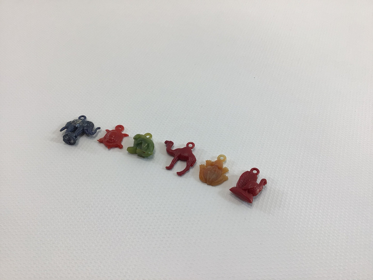 Hard Plastic Miniature Animal Charms Vintage 1960s Gumball Machine Toy Prizes Lot of Six