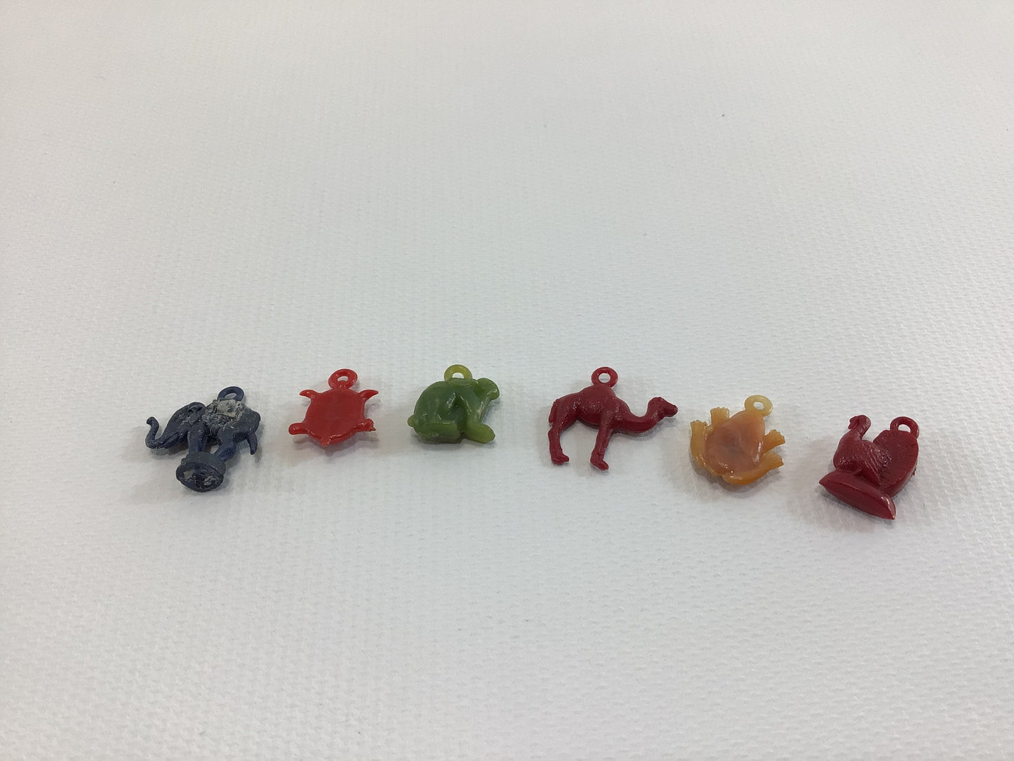 Hard Plastic Miniature Animal Charms Vintage 1960s Gumball Machine Toy Prizes Lot of Six