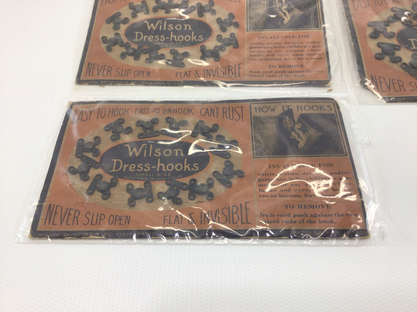 Wilson Dress Hooks Black Sewing Notion Fasteners Small and Large Carded Vintage Advertising Ephemera