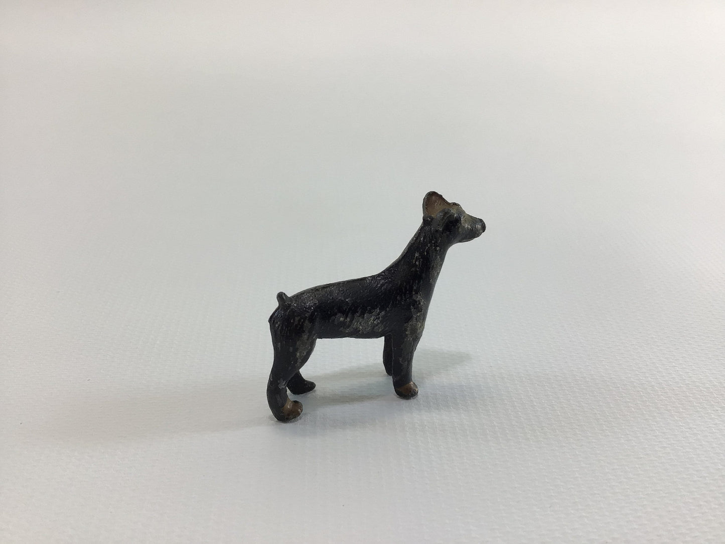 Cracker Jack Prize Doberman Pinscher 1920s Vintage Miniature Pot Metal Toy.