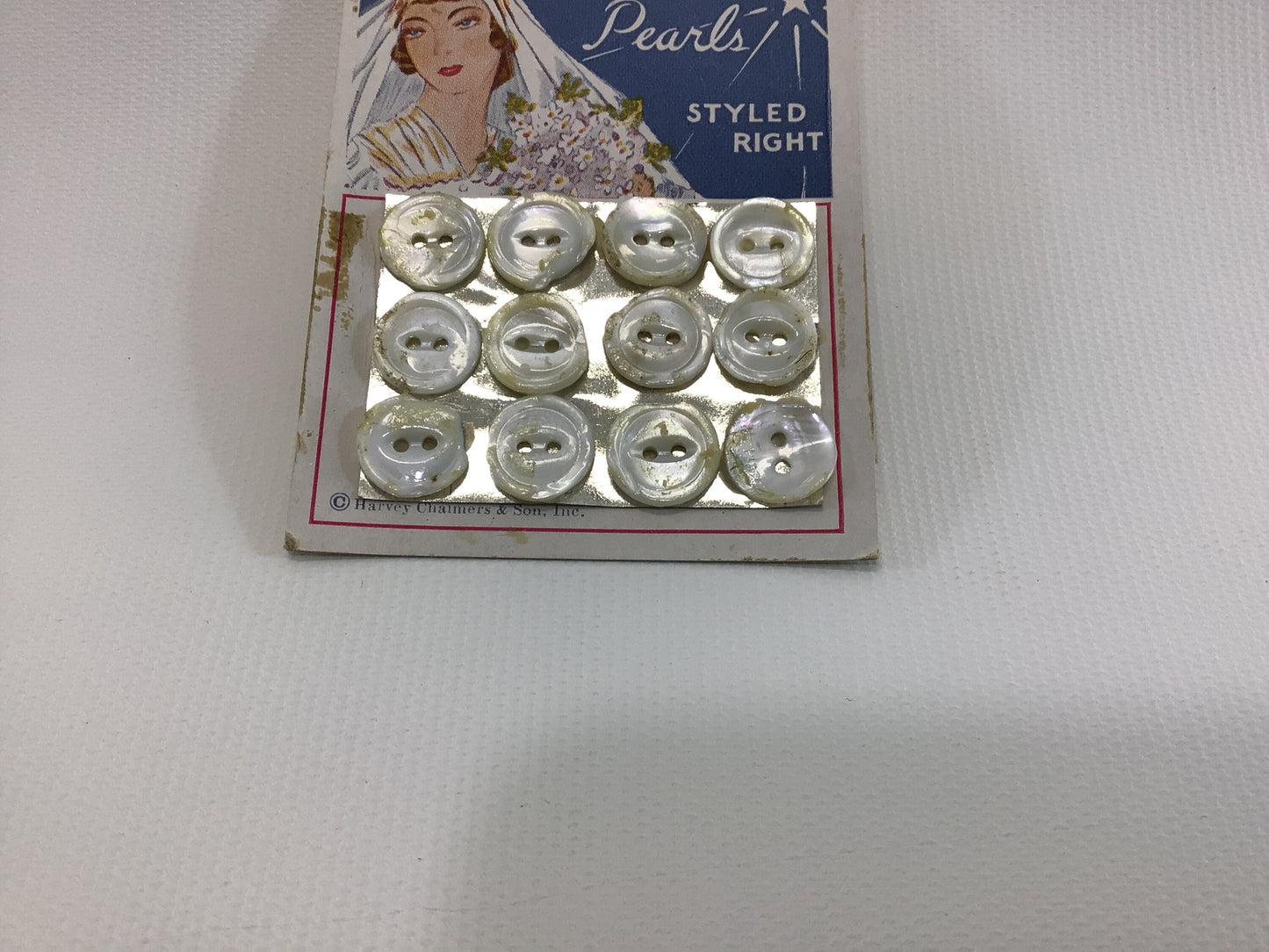 Vintage Buttons on Card Sewing Notions Starlight Pearls Styled Right Mother of Pearl