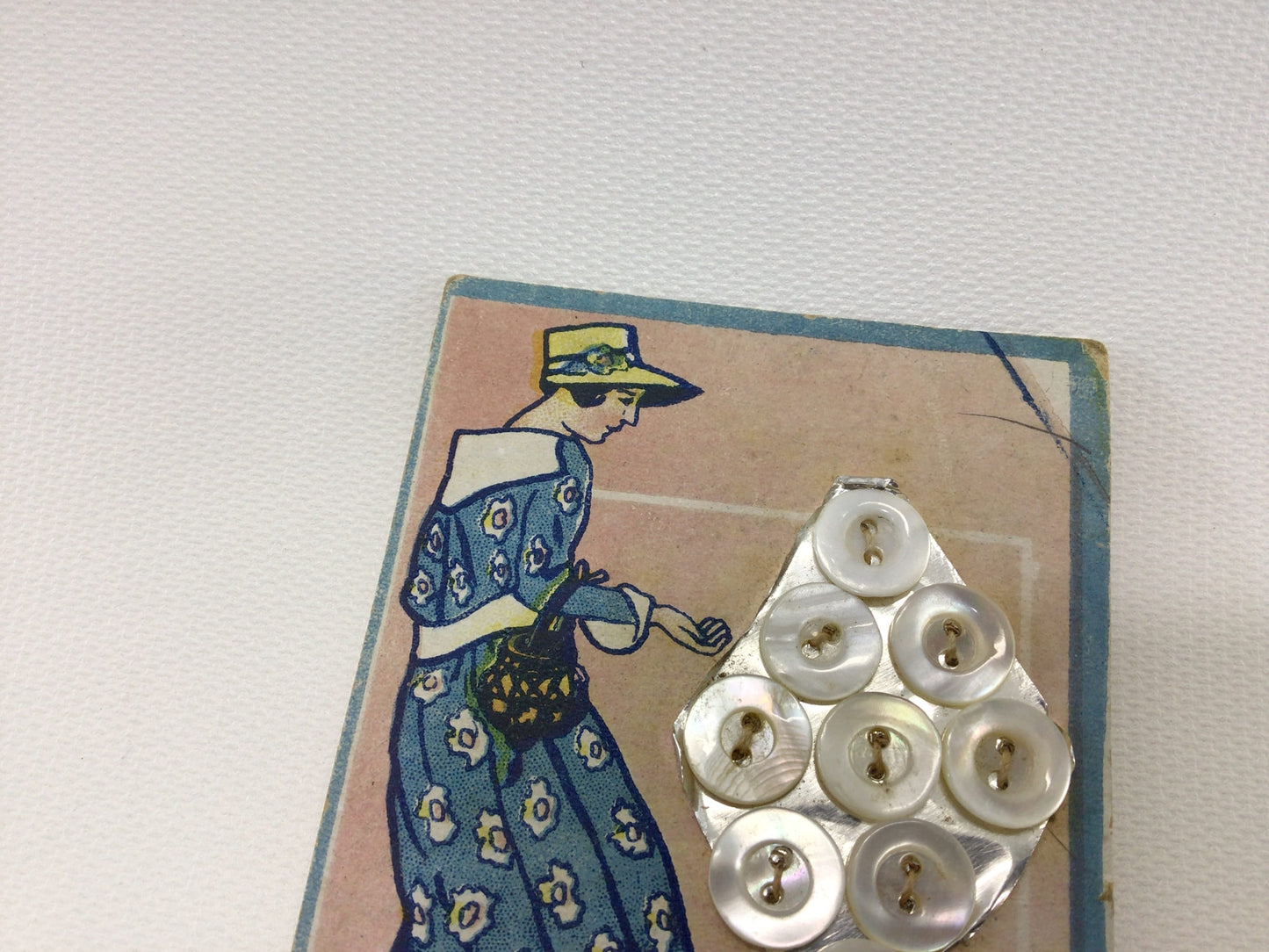 Vintage Buttons on Card Sewing Notions 1940s Fashion Mother of Pearl