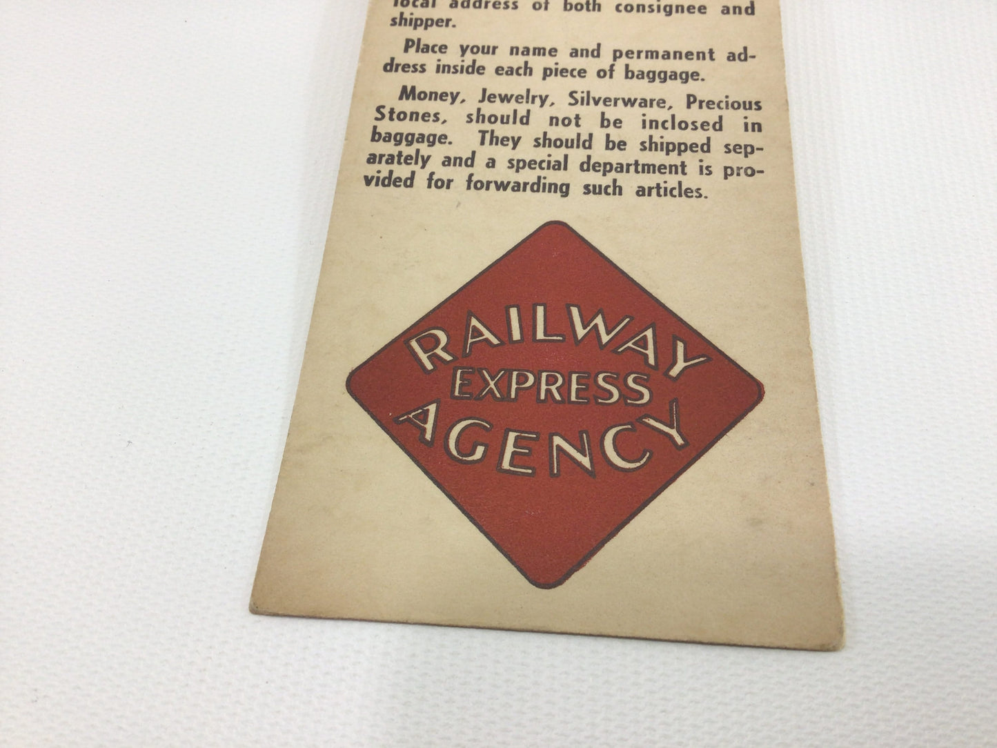 Express Railway Agency Baggage Ticket Vintage Collectible Railroad Ephemera