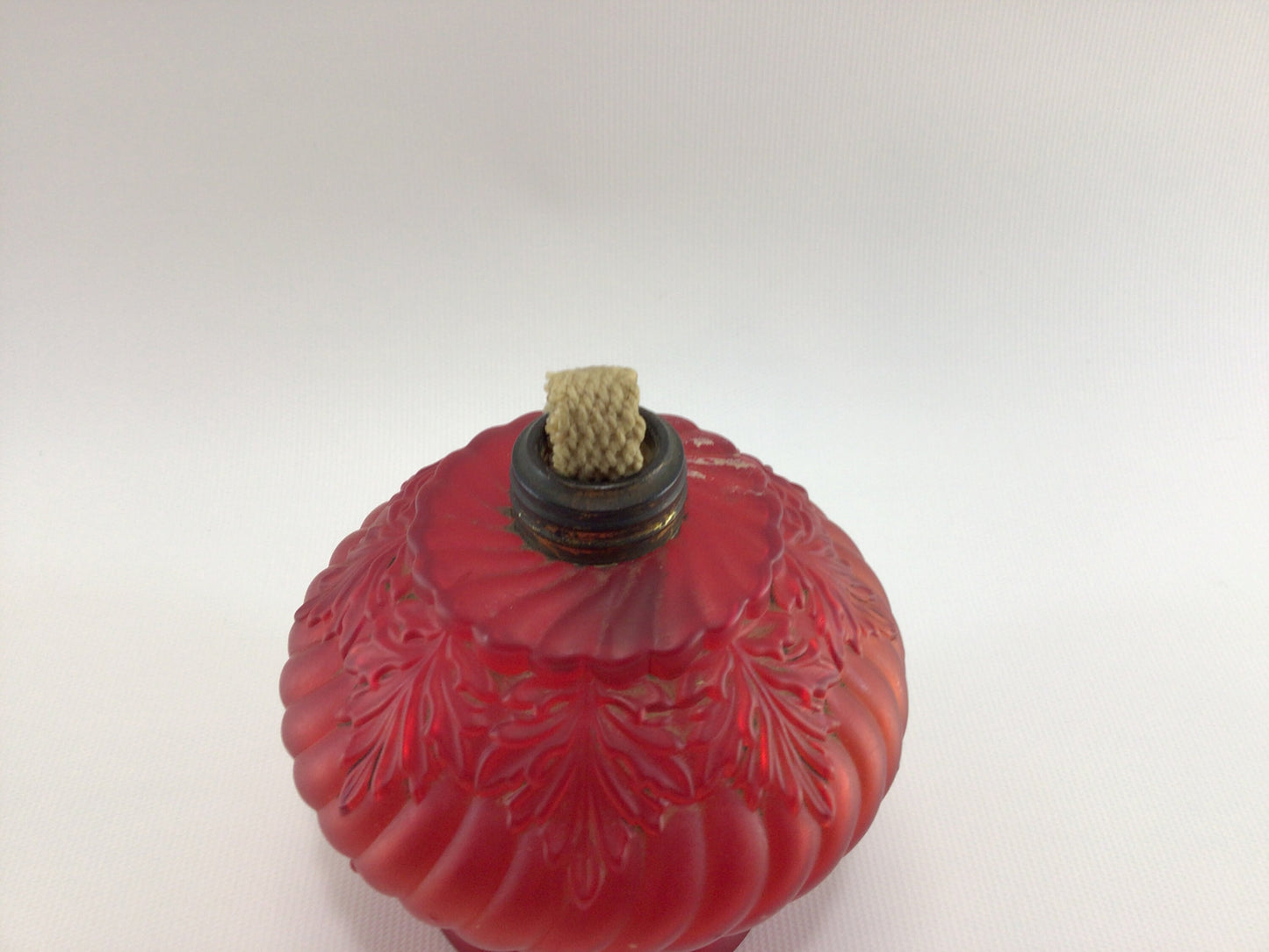 Antique Red Satin Glass Whale Oil Lamp Base Home Decor Replacement Part