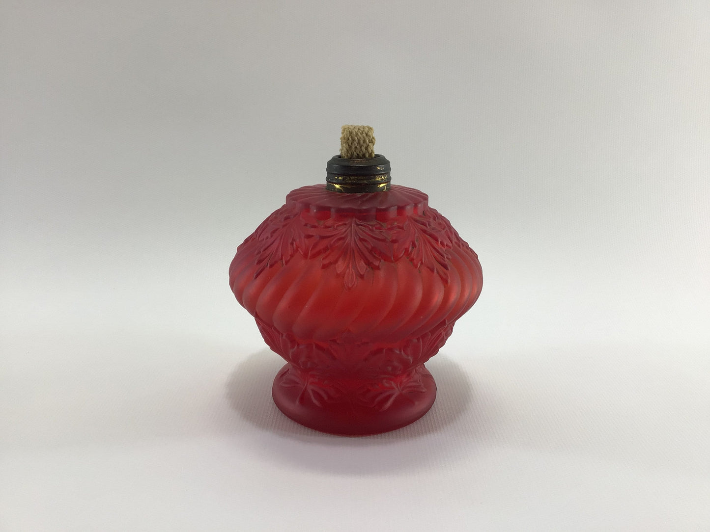 Antique Red Satin Glass Whale Oil Lamp Base Home Decor Replacement Part