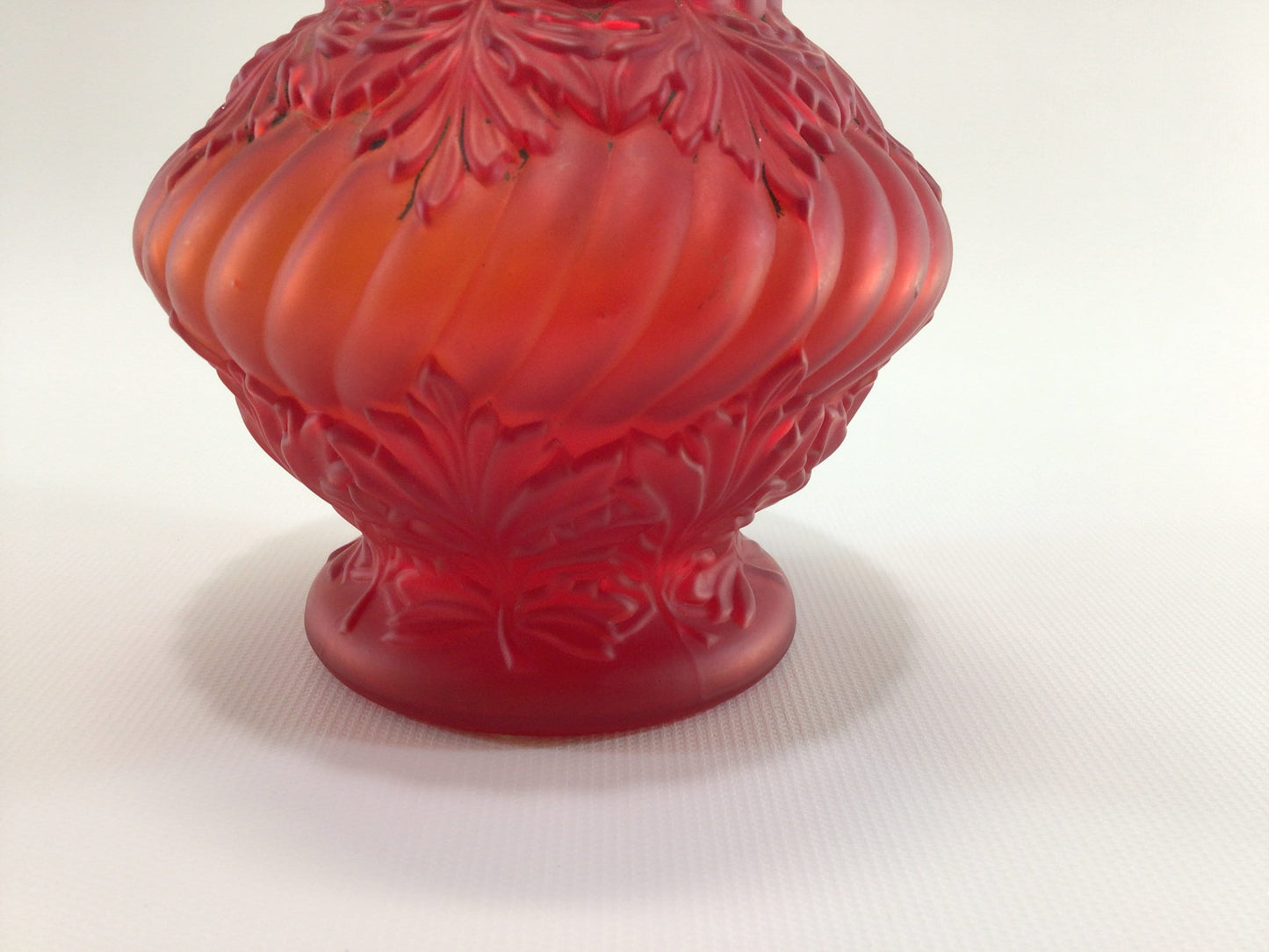 Antique Red Satin Glass Whale Oil Lamp Base Home Decor Replacement Part