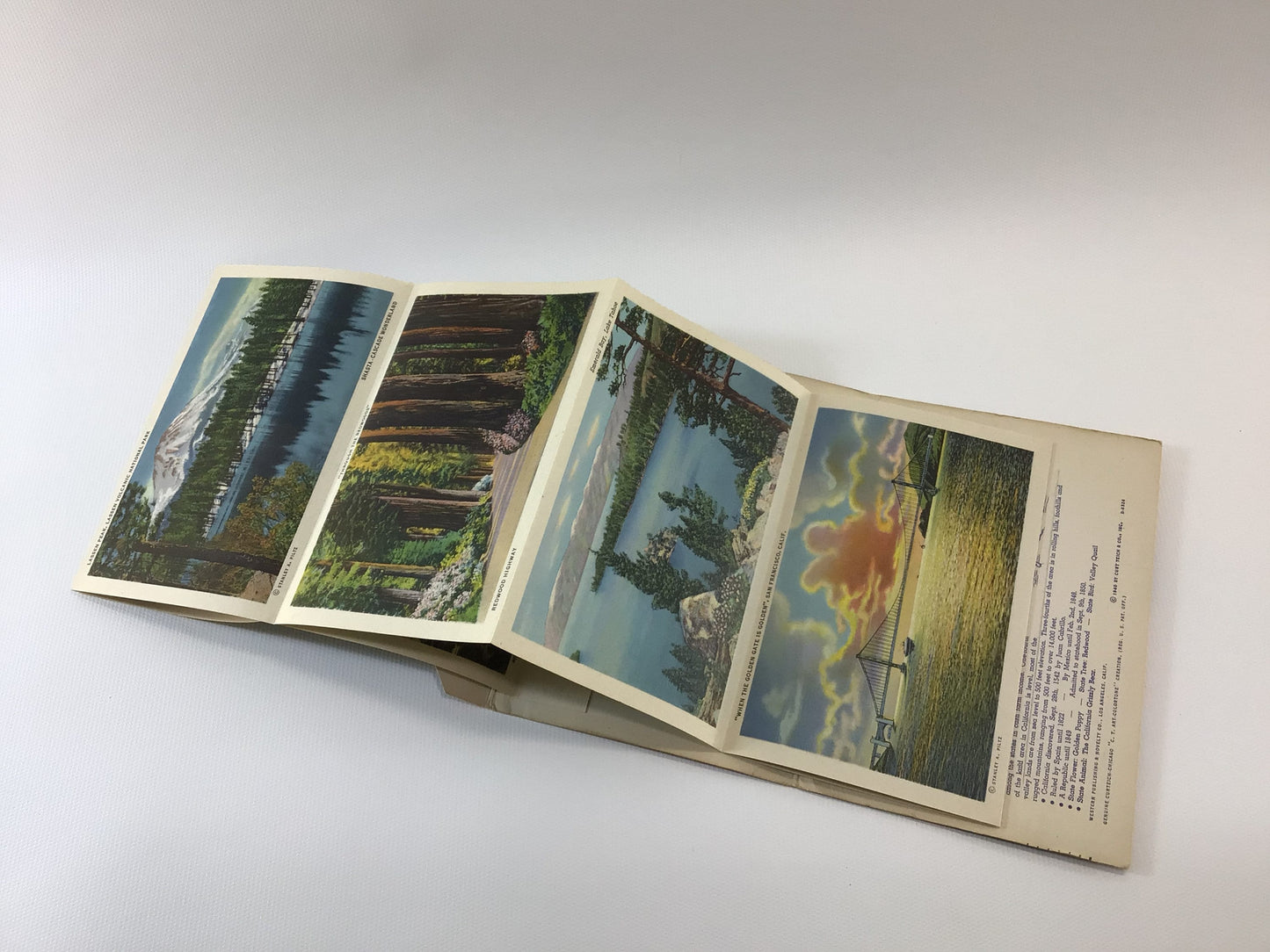 California The Golden State Fold-Out Souvenir Postcard Vintage Collectible Paper Ephemera