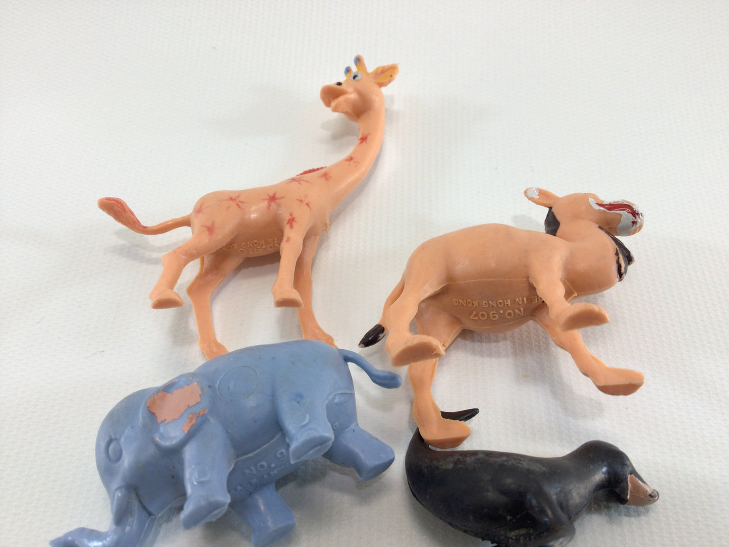 Zoo Animals Collectible Plastic Toy Figurines Mid Century Made in Hong Kong Kitschy Toys 4 Pieces