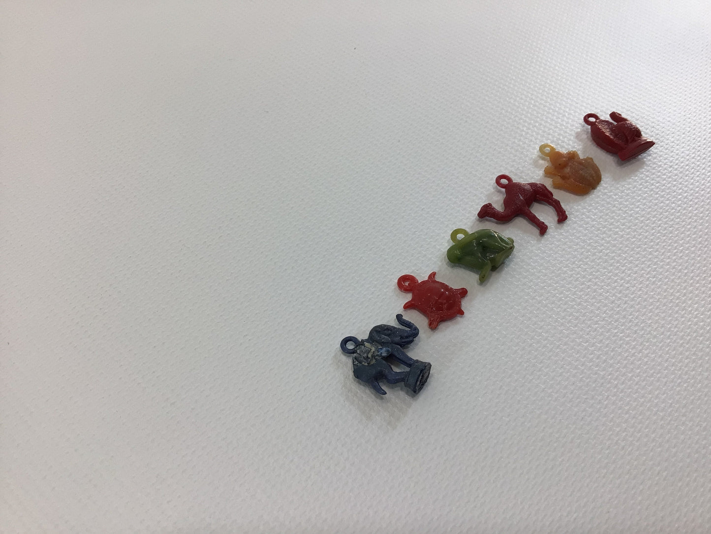 Hard Plastic Miniature Animal Charms Vintage 1960s Gumball Machine Toy Prizes Lot of Six